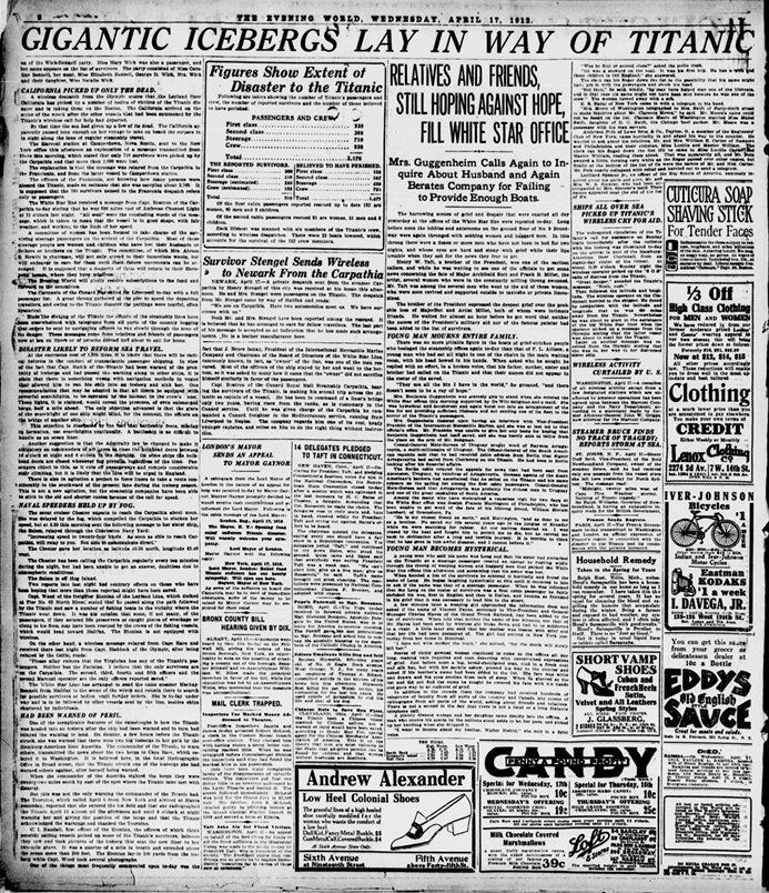 The Evening World du 17/04/1912
